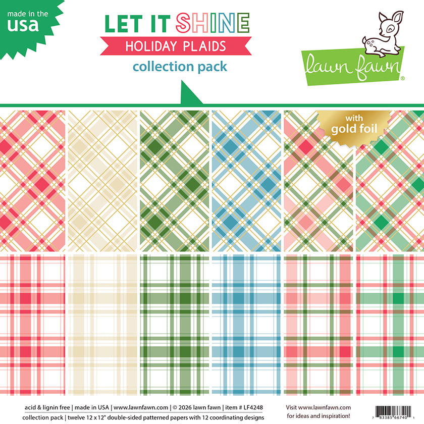 Lawn Fawn Let It Shine Holiday Plaids Collection Pack 12x12
