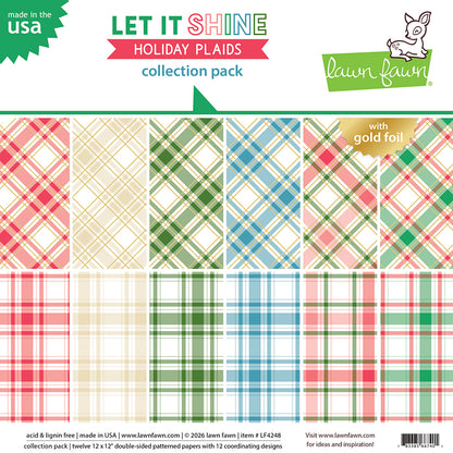 Lawn Fawn Let It Shine Holiday Plaids Collection Pack 12x12