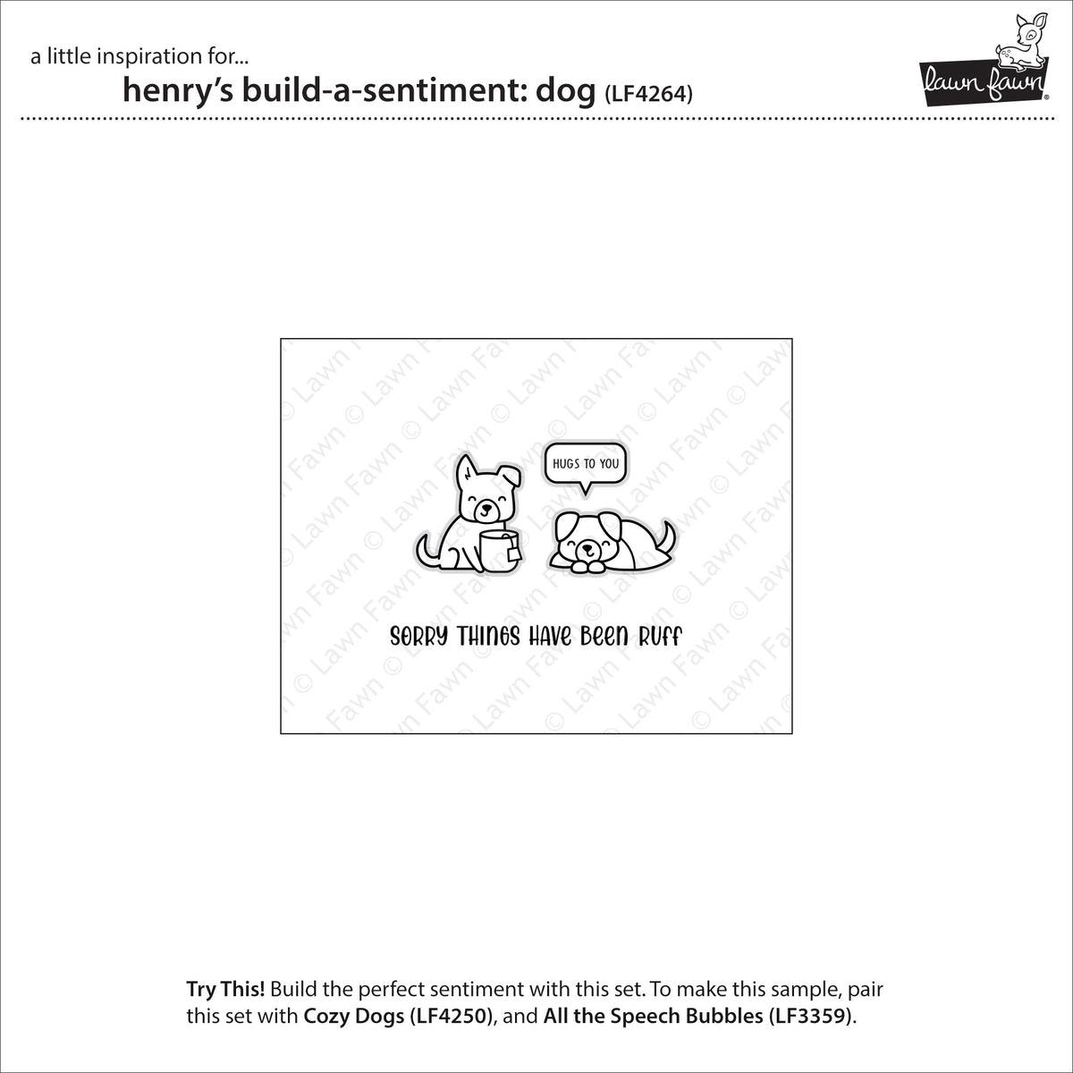 Lawn Fawn henry's build-a-sentiment: dog Stempelset 3x4 Produktbild 2