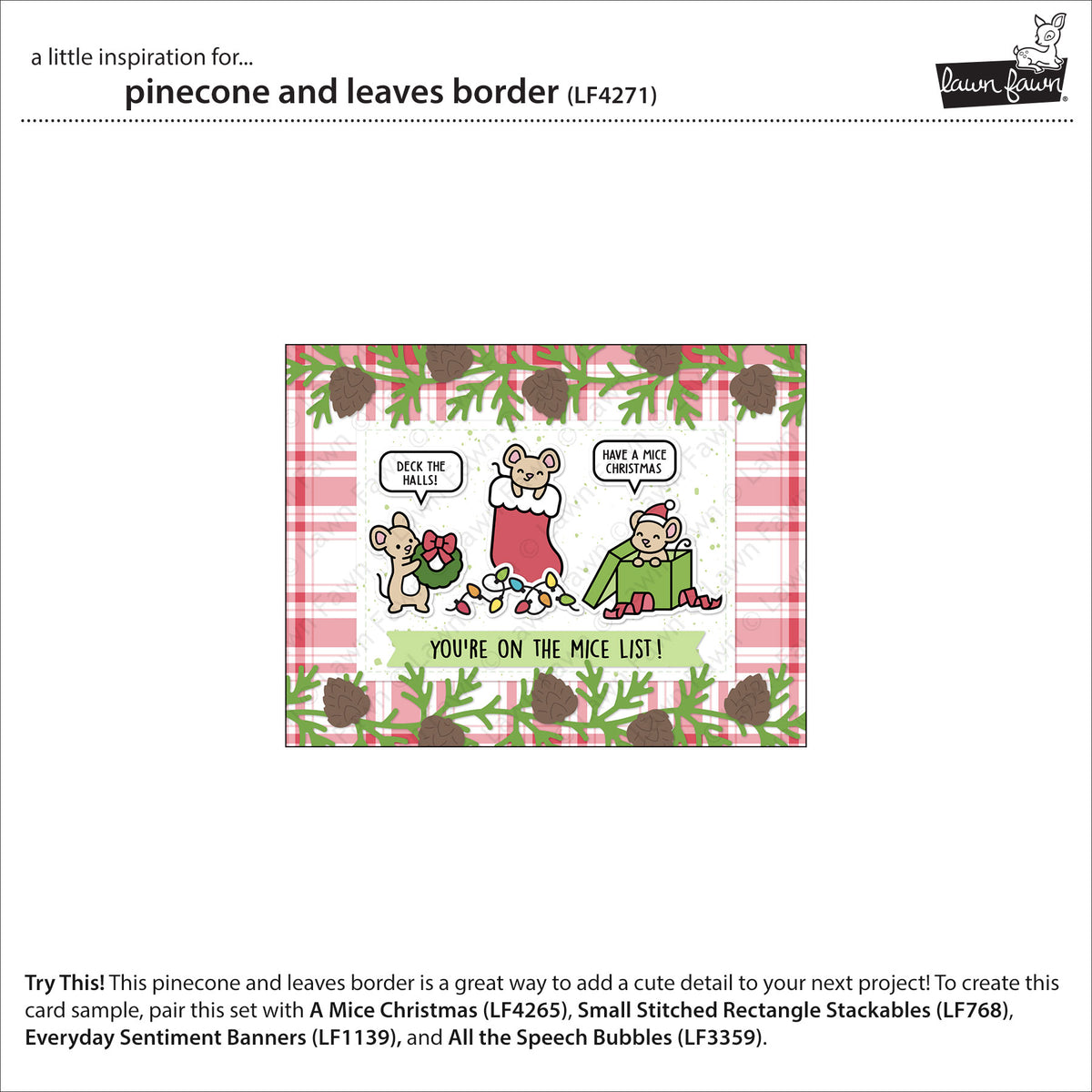 Lawn Fawn pinecone and leaves border Stand Alone Stanzen Produktbild 4
