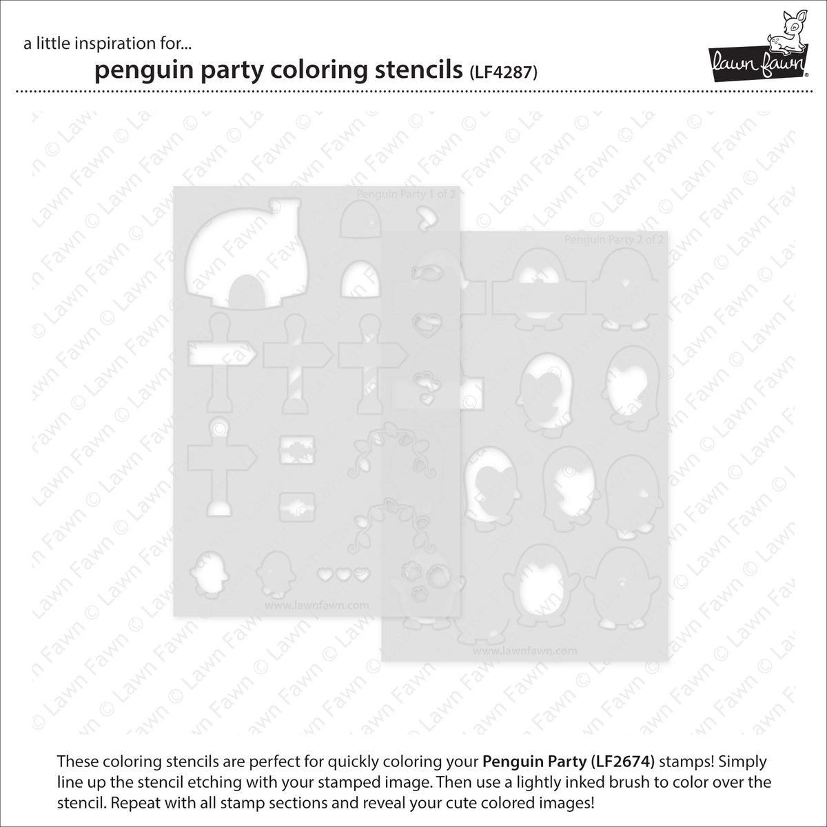 Lawn Fawn penguin party Coloring Schablone Produktbild 2