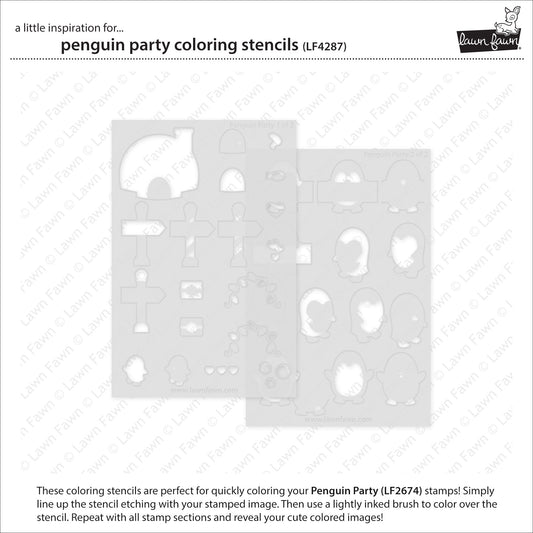 Lawn Fawn penguin party Coloring Schablone Produktbild 2