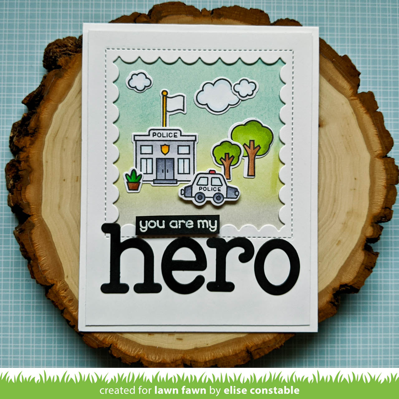 Lawn Fawn village heroes Clear Stamp 4x6