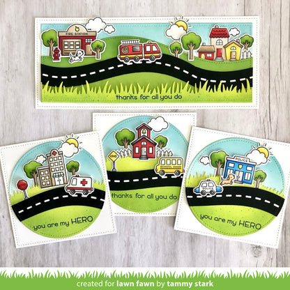 Lawn Fawn village heroes Clear Stamp 4x6