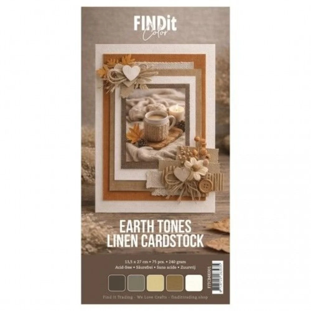 Find It Linen Cardstock Earth Tones 13.5x27 cm 240gsm 75 Stk
