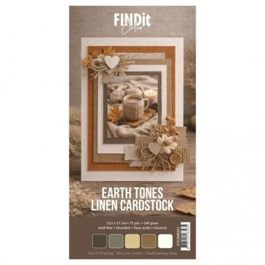 Find It Linen Cardstock Earth Tones 13.5x27 cm 240gsm 75 Stk