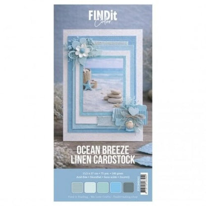 Find It Linen Cardstock Ocean Breeze 13.5x27 cm 240gsm 75 Stk