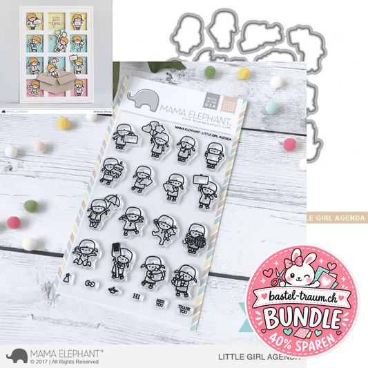 Mama Elephant Little Girl Agenda Clear Stamps 4x6 + Creative Cuts Stanzen