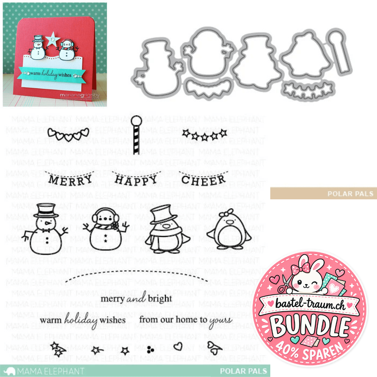 Mama Elephant Polar Pals Clear Stamps 4x6 + Creative Cuts Stanzen