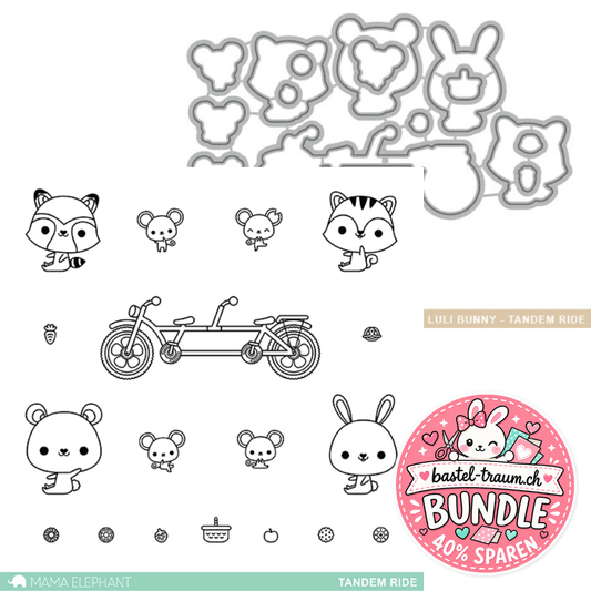 Mama Elephant Tandem Ride Clear Stamps 4x6 + Creative Cuts Stanzen