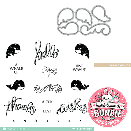 Mama Elephant Whale Wishes Clear Stamps 4x6 + Creative Cuts Stanzen