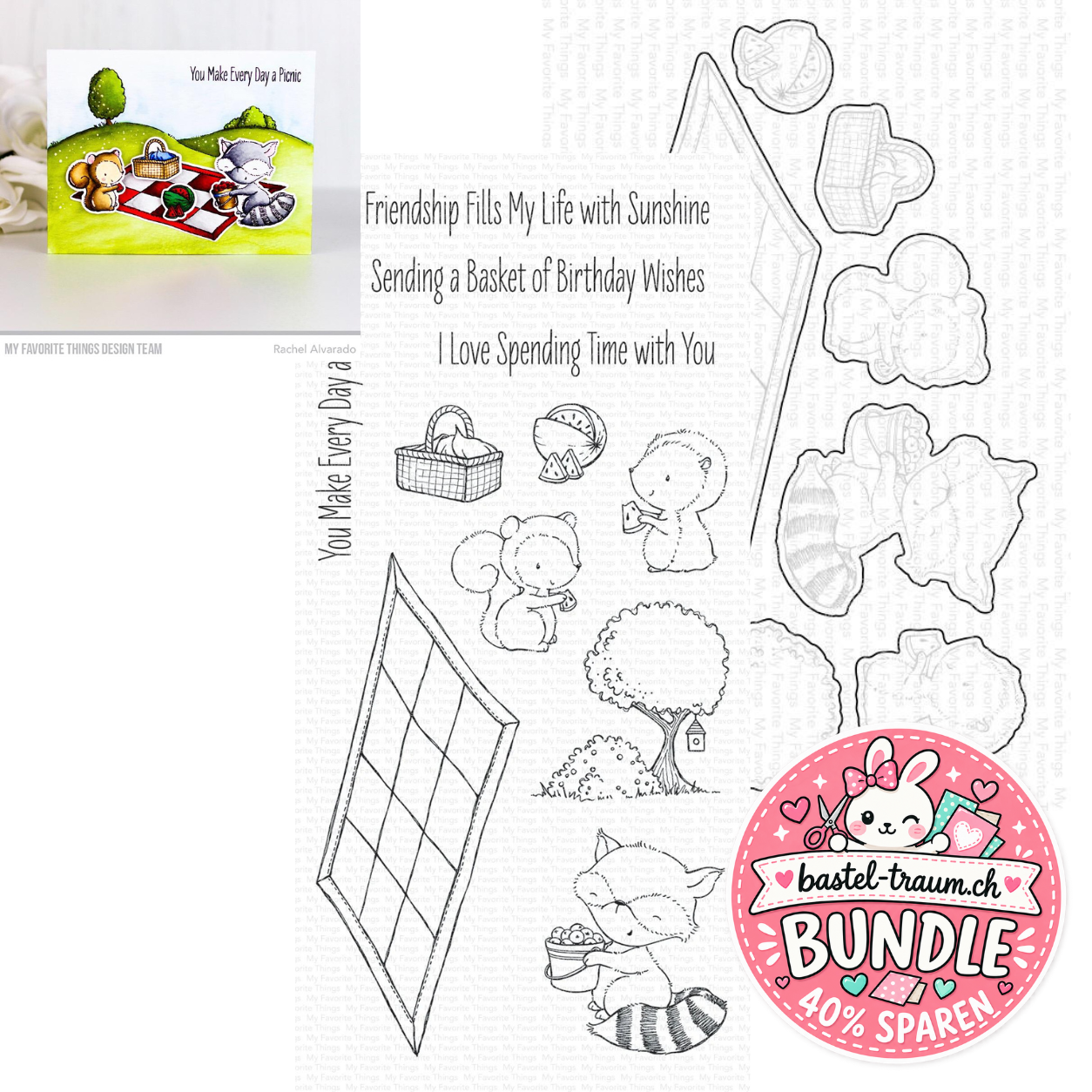 My Favorite Things Picnic Pals Clear Stamps + Die-namics Stanzen
