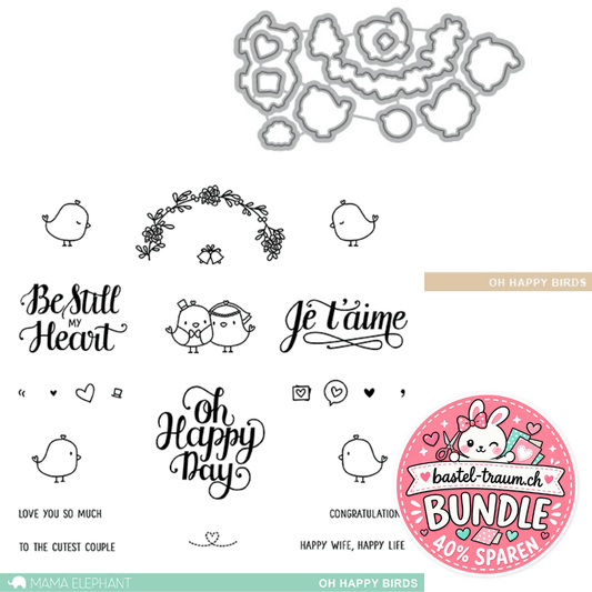 Mama Elephant Oh Happy Birds Clear Stamps 4x6 + Creative Cuts Stanzen