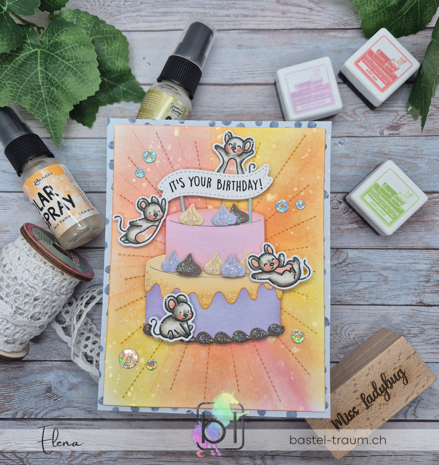 Beispielkarte mit Ranger Distress mini oxides