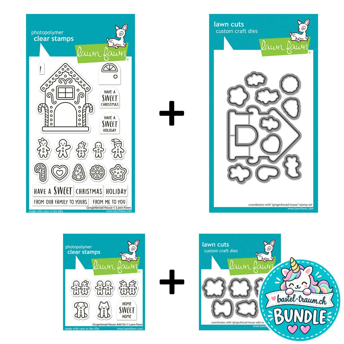 Lawn Fawn Gingerbread House + Add-On Stempel + Stanzen