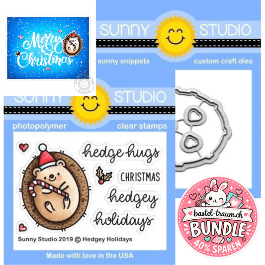 Sunny Studio Hedgey Holidays Clear Stamps 2x3 + Stanzen