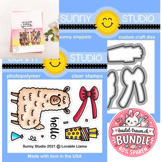 Sunny Studio Lovable Llama Clear Stamps 4x6 + Stanzen