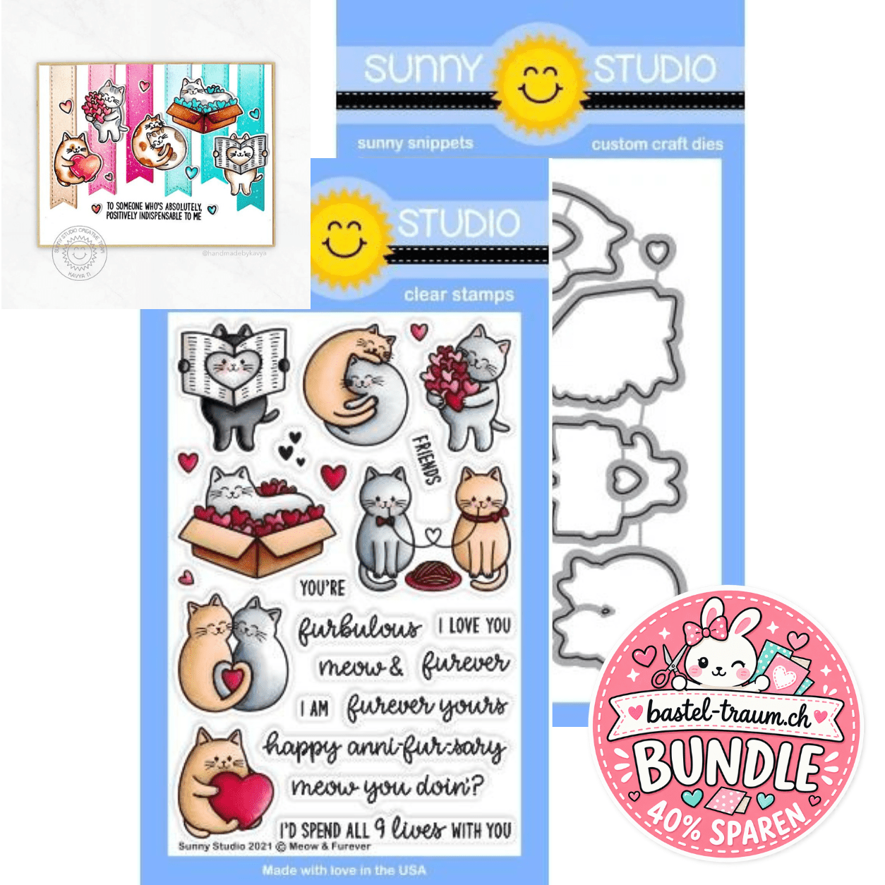 Sunny Studio Meow & Furever Clear Stamps 4x6 + Stanzen