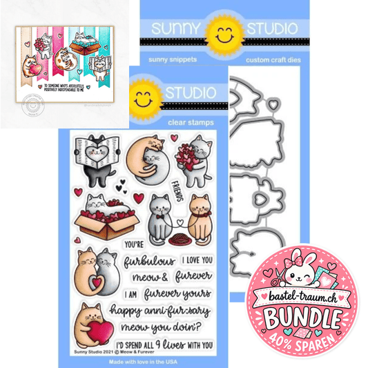 Sunny Studio Meow & Furever Clear Stamps 4x6 + Stanzen