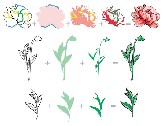 Altenew - Frilled Petals - Clear Stamp 6x8