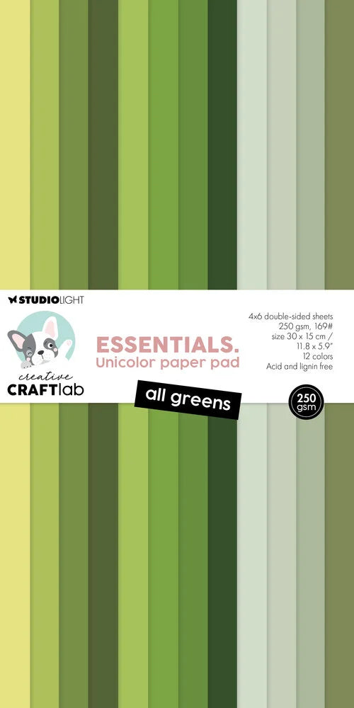 Studio Light Papierblock "All Greens Essentials" - Unicolor, 30x15cm (250g/m²) (Kopie) (Kopie)