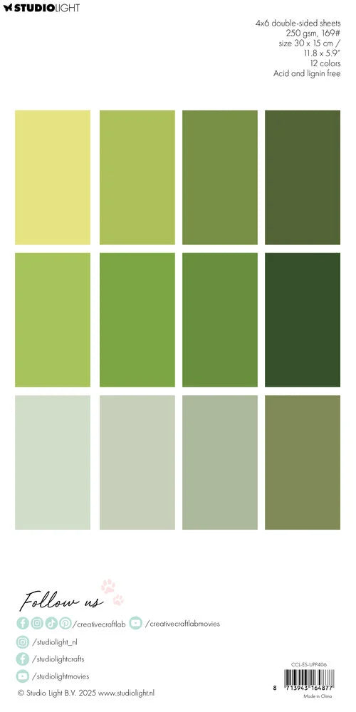 Studio Light Papierblock "All Greens Essentials" - Unicolor, 30x15cm (250g/m²) (Kopie) (Kopie)