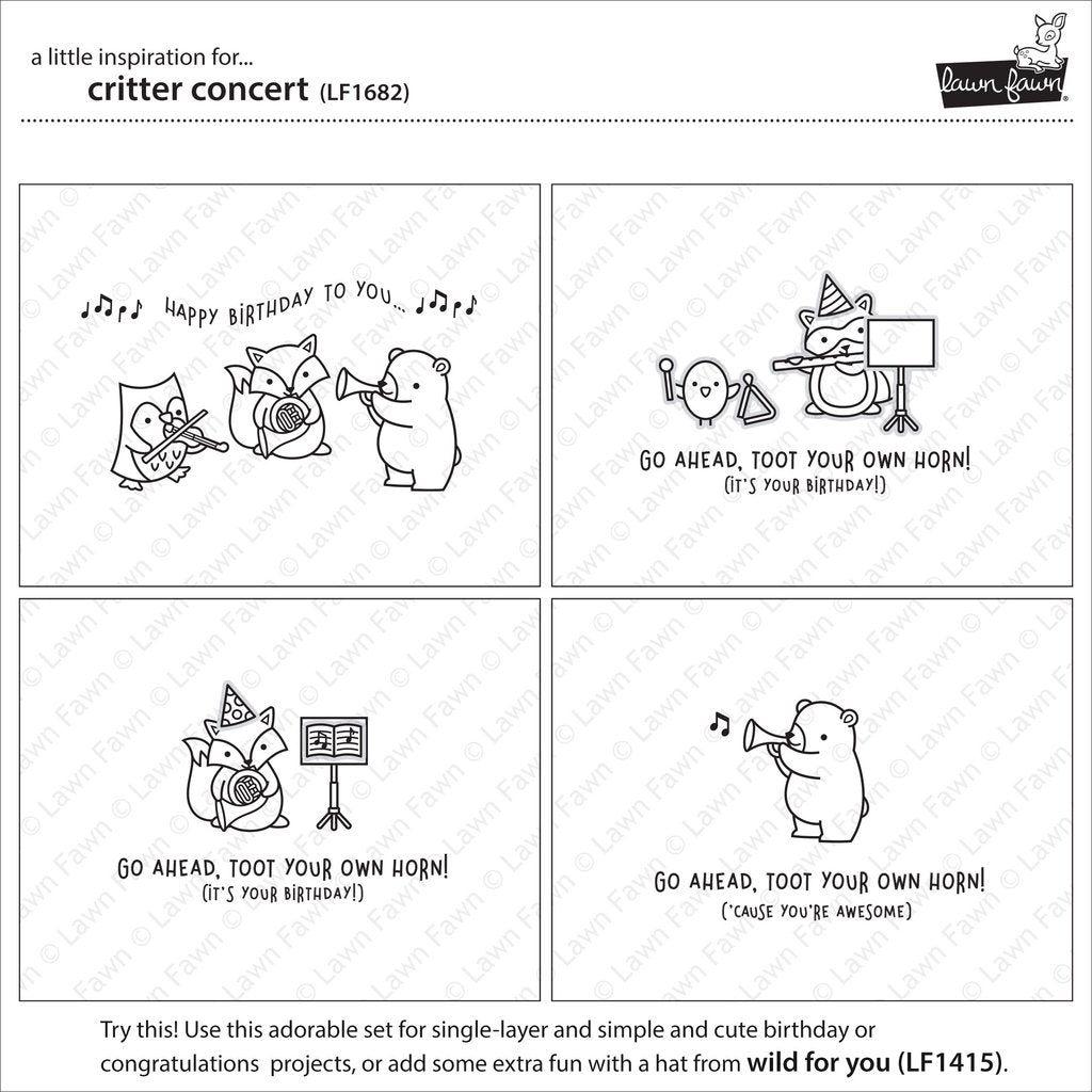 Lawn Fawn - Critter Concert - Clear Stamps 4x6