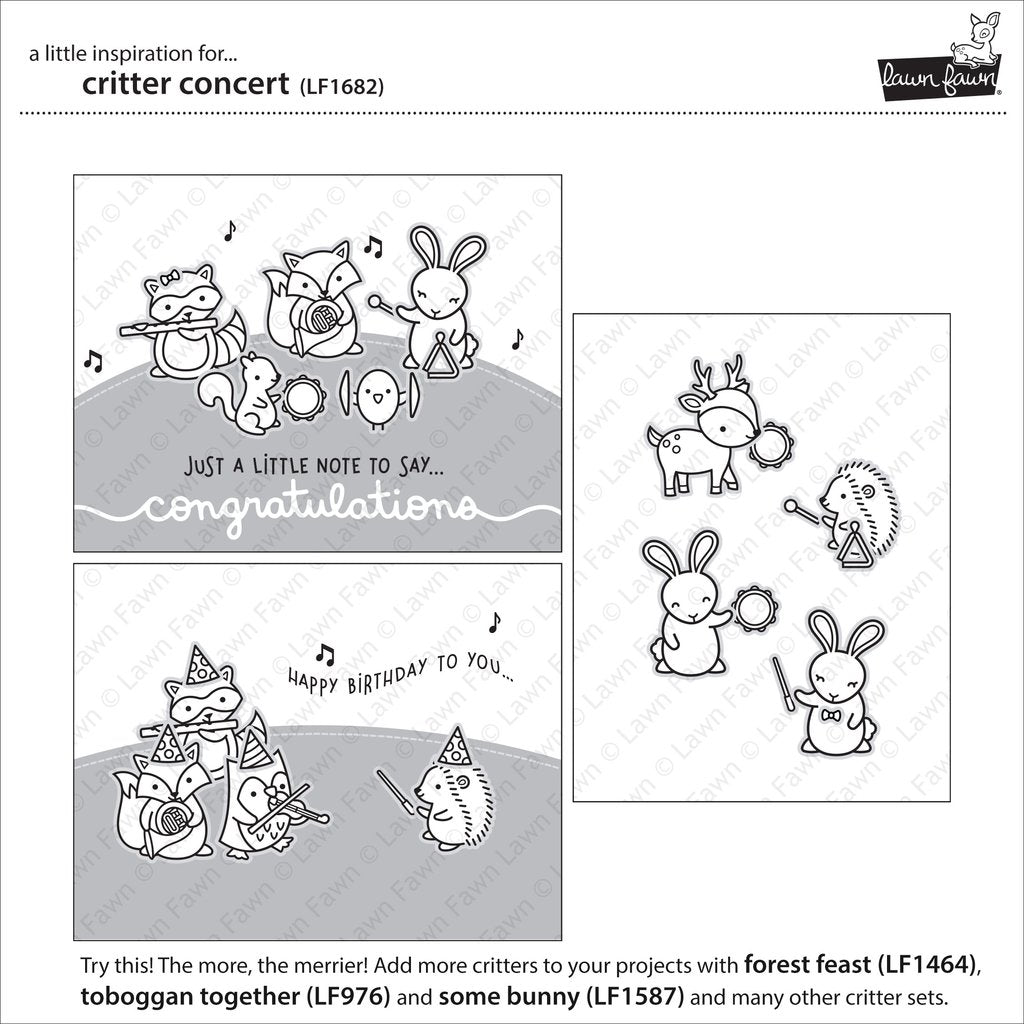Lawn Fawn - Critter Concert - Clear Stamps 4x6