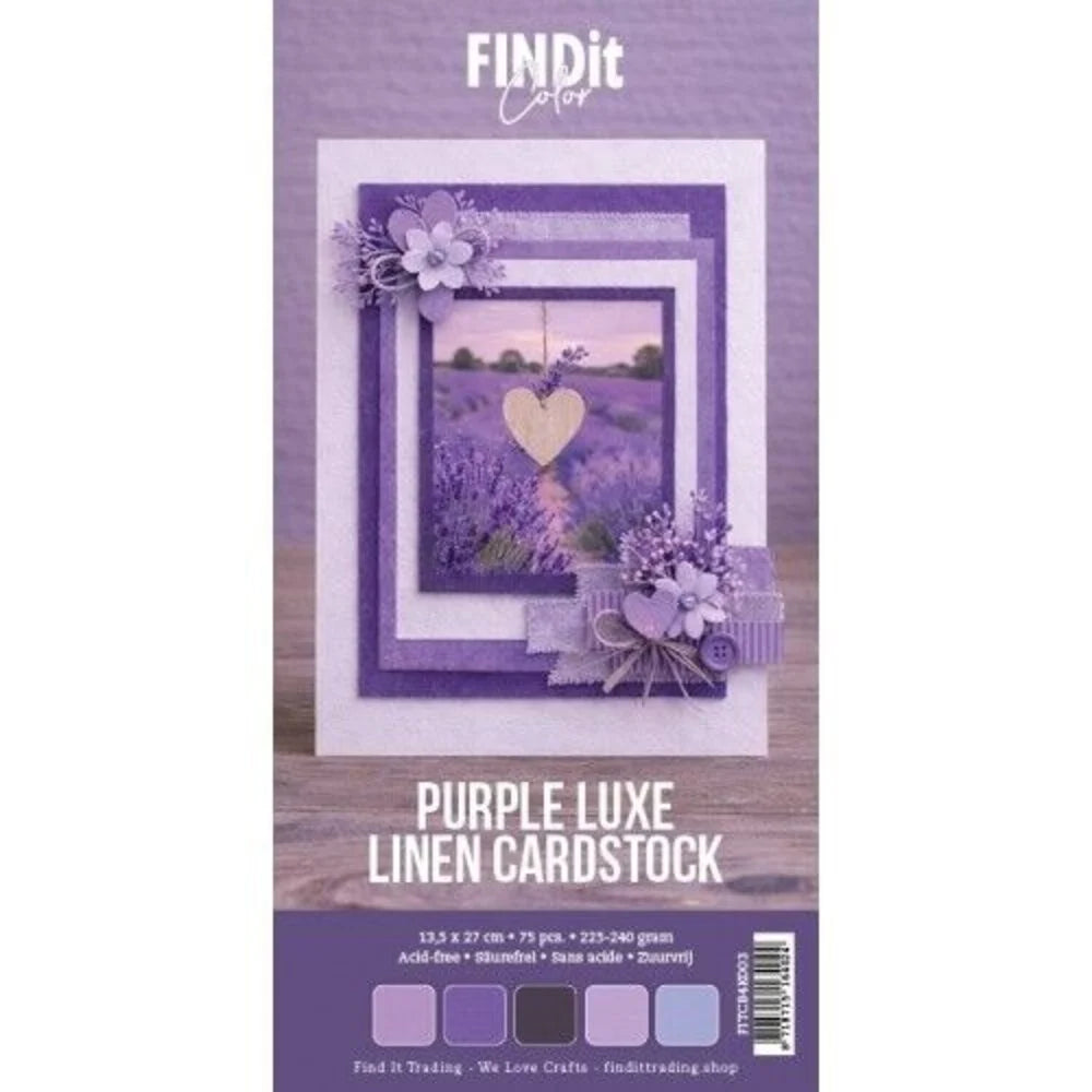 Find It Linen Cardstock 4K Purple Luxe mit fünf Lilatönen und Leinenstruktur