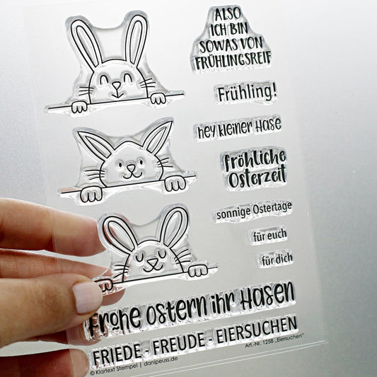 Klartext-Stempel - Eiersuchen - Clear Stamp Set 4x6