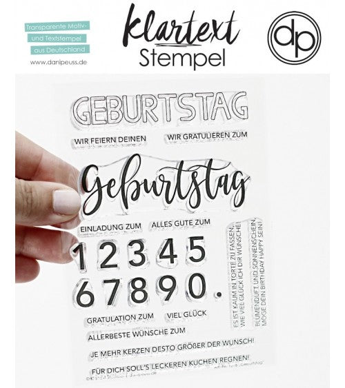 Klartext-Stempel - Geburtstag - Clear Stamp Set 4x6