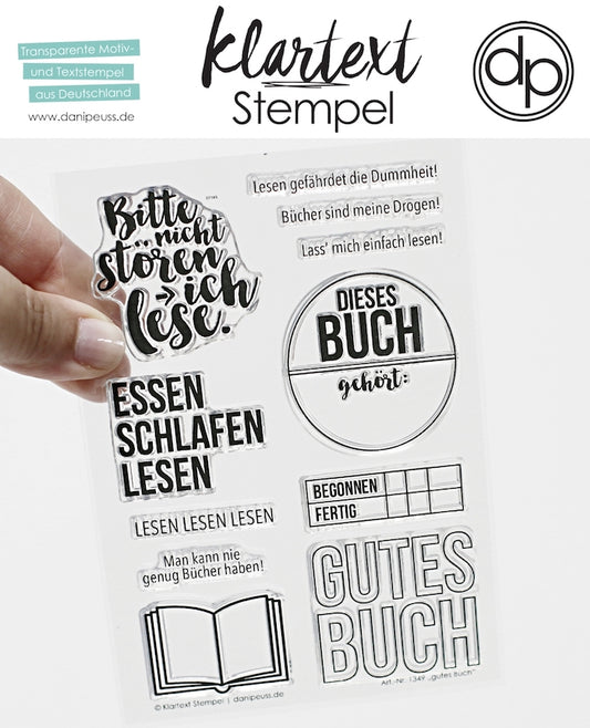  Klartext-Stempel - Gutes Buch - Clear Stamp Set 4x6