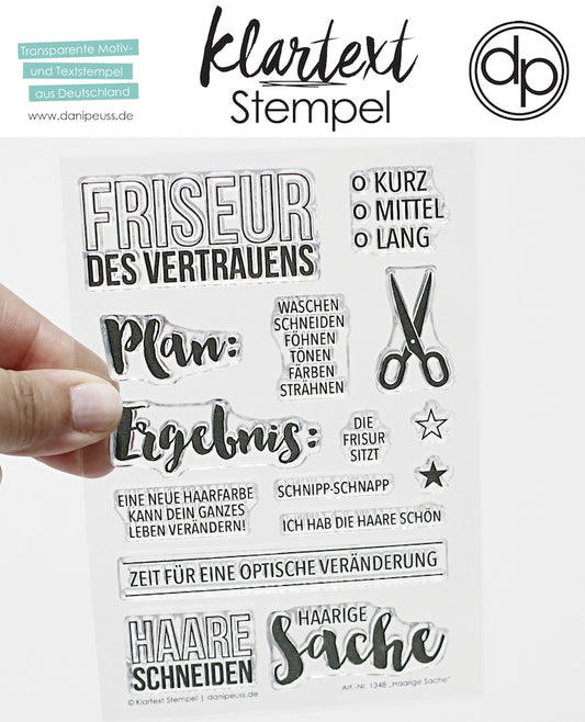 Klartext-Stempel - Haarige Sache - Clear Stamp Set 4x6