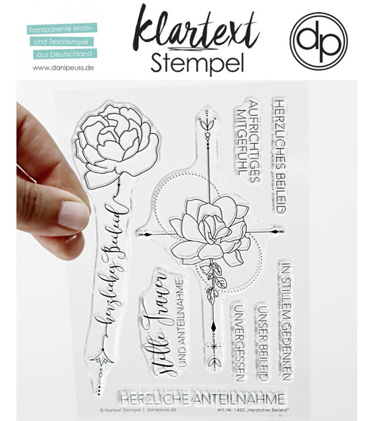 Klartext-Stempel - Herzliches Beileid - Clear Stamp Set 4x6
