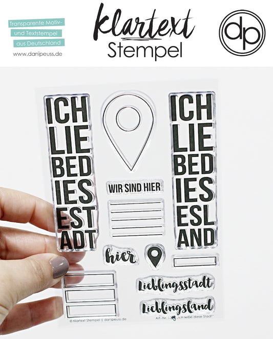 Klartext-Stempel - Ich liebe diese Stadt - Clear Stamp Set 4x6