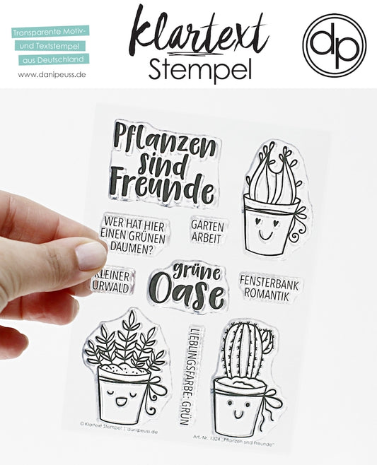 Klartext-Stempel - Planzen sind Freunde - Clear Stamp Set 4x6
