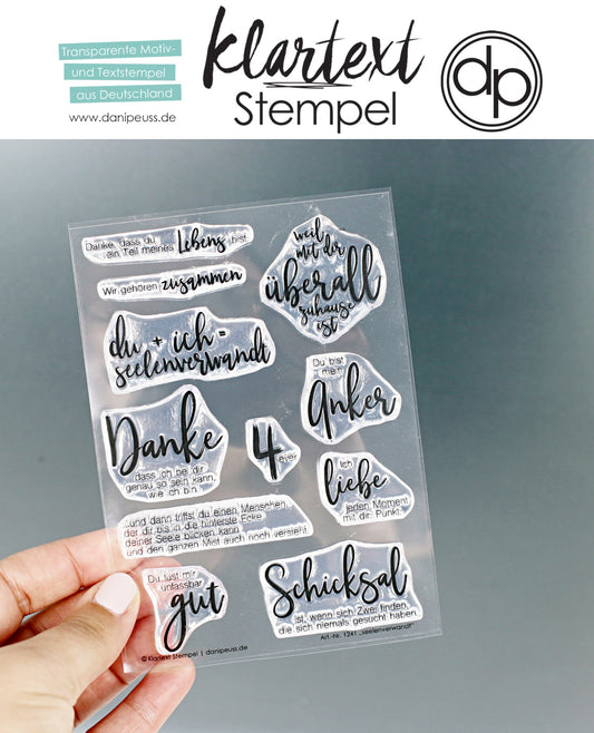 Klartext-Stempel - Seelenverwandt - Clear Stamp Set 4x6