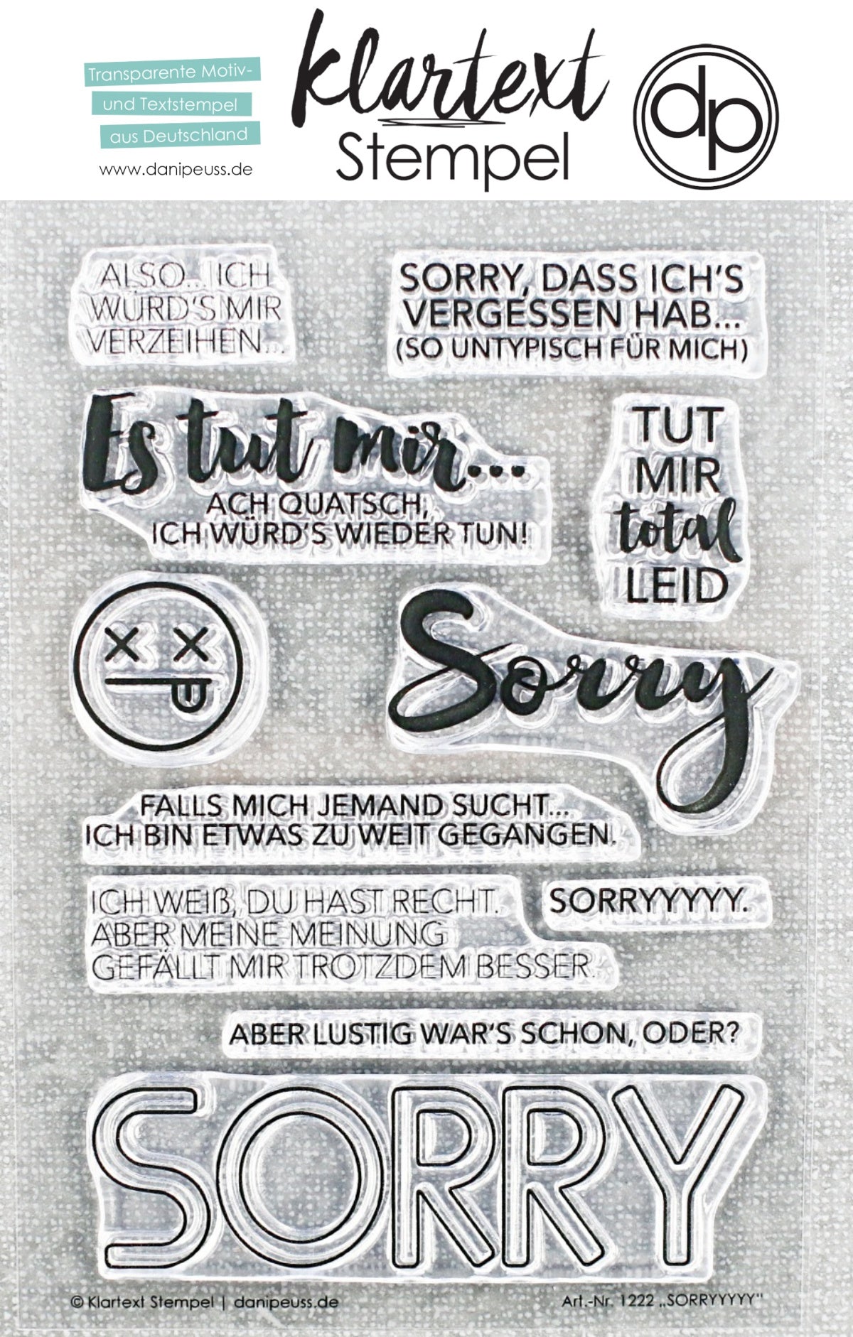 Klartext-Stempel - SORRYYYYY - Clear Stamp Set 4x6