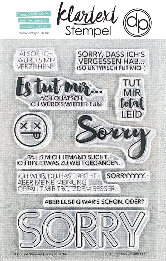 Klartext-Stempel - SORRYYYYY - Clear Stamp Set 4x6