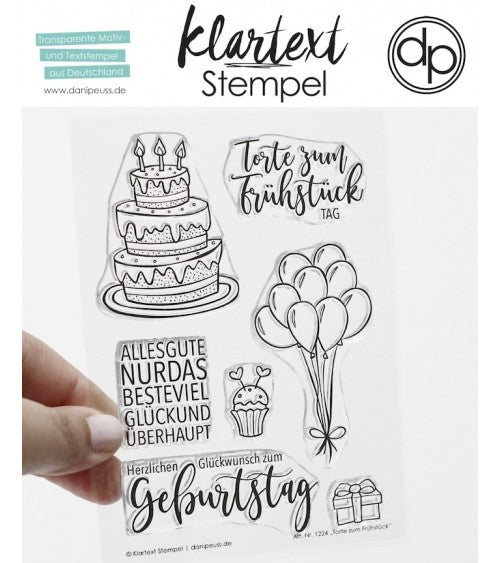 Klartext-Stempel - Torte zum Frühstück - Clear Stamp Set 4x6