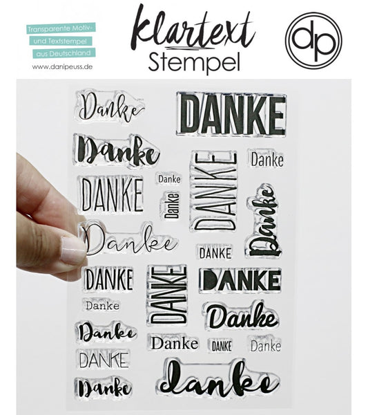 Klartext-Stempel - 23 mal Danke - Clear Stamp Set 4x6