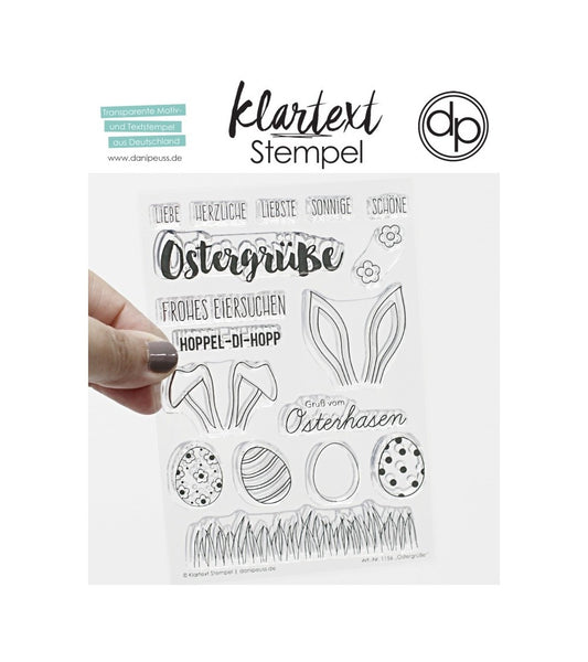 Klartext-Stempel - Ostergrüsse - Clear Stamp Set 4x6