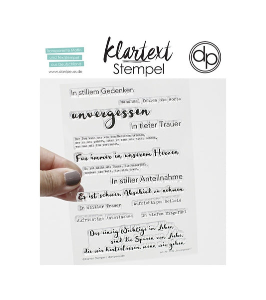 Klartext-Stempel - Unvergessen - Clear Stamp Set 4x6