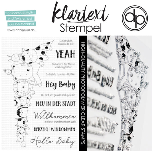 Klartext-Stempelset A6 - Hallo Baby