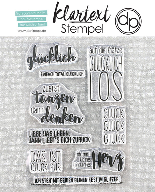 Klartext-Stempelset A6 "glücklich"