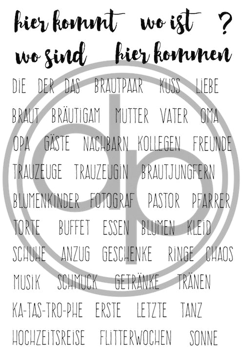 Klartext-Stempelset A6 "Hochzeit - hier kommt…"