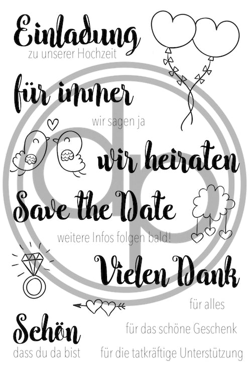 Klartext-Stempelset A6 "Hochzeit Einladung"