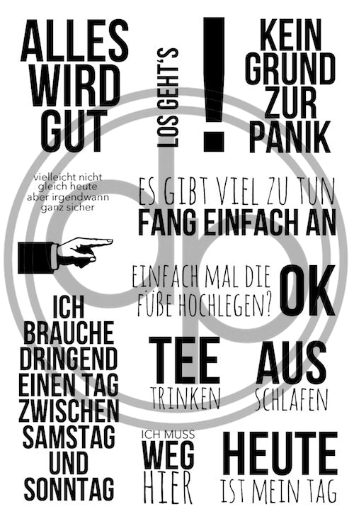Klartext-Stempelset A6 "Kein Grund zur Panik"