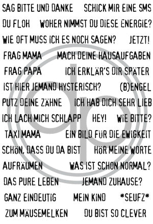 Klartext-Stempelset A6 "Mutterfreuden 2" (Sag bitte danke)