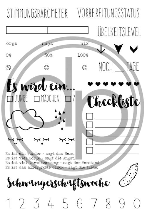 Klartext-Stempelset A6 "Schwangerschaft"